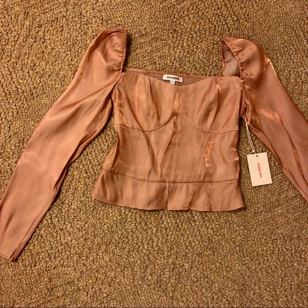 NWT Good American Rose Gold Too Tempted Corset Top Small MSRP $149